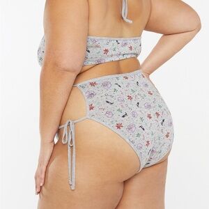 Savage X Fenty Women's Holiday Print Lace-Up Bikini Panties 1X Gray